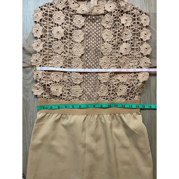 Camel Floral Sheer Crochet Lace Dresses for Women Size Large - Picture 11 of 13